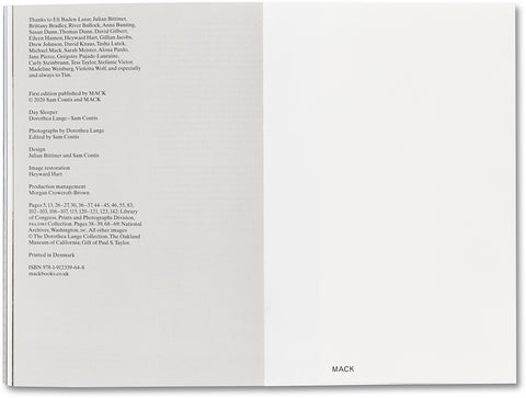Day Sleeper (First Edition, Second Printing) Dorothea Lange – Sam Contis - MACK